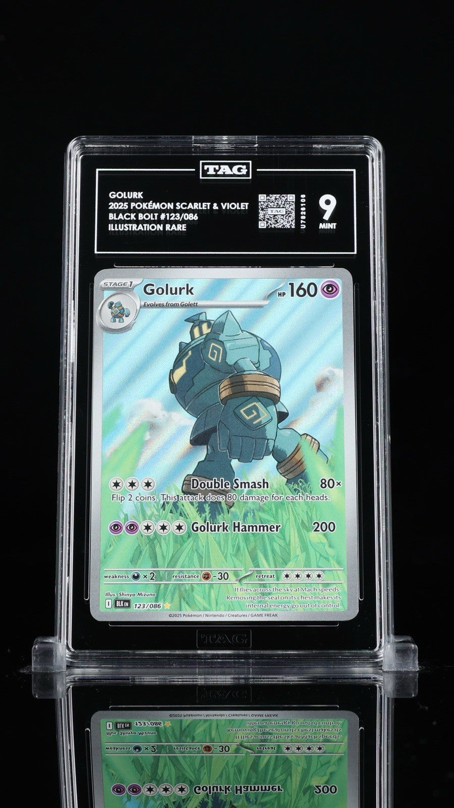 🗿Golurk 123/086: Black Bolt Holo TAG GRADE 9! SAME DAY SHIP~SHOOT OFFER!💨