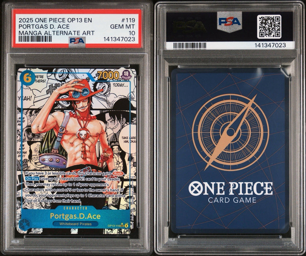 ‼️Portgas.D.Ace #119 Super Alternate Art OP13-119 Carrying On His Will PSA 10💨