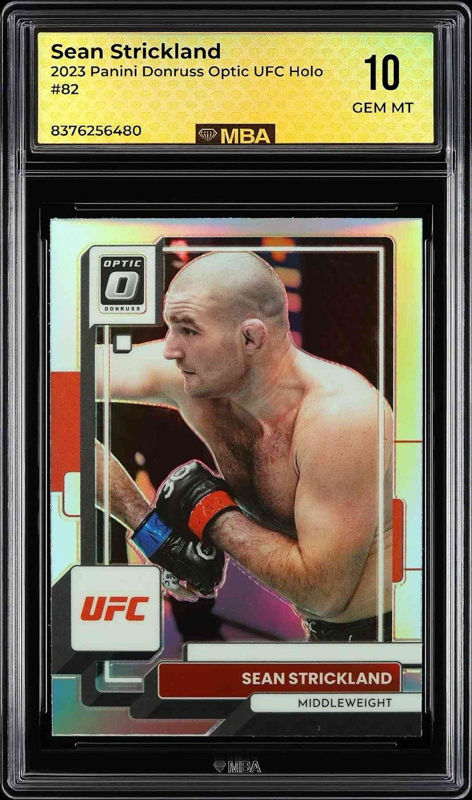 ⚠️ 2023 Panini Donruss Optic UFC Sean Strickland #82 Holo Prizm~MBA GRADE 10!💨