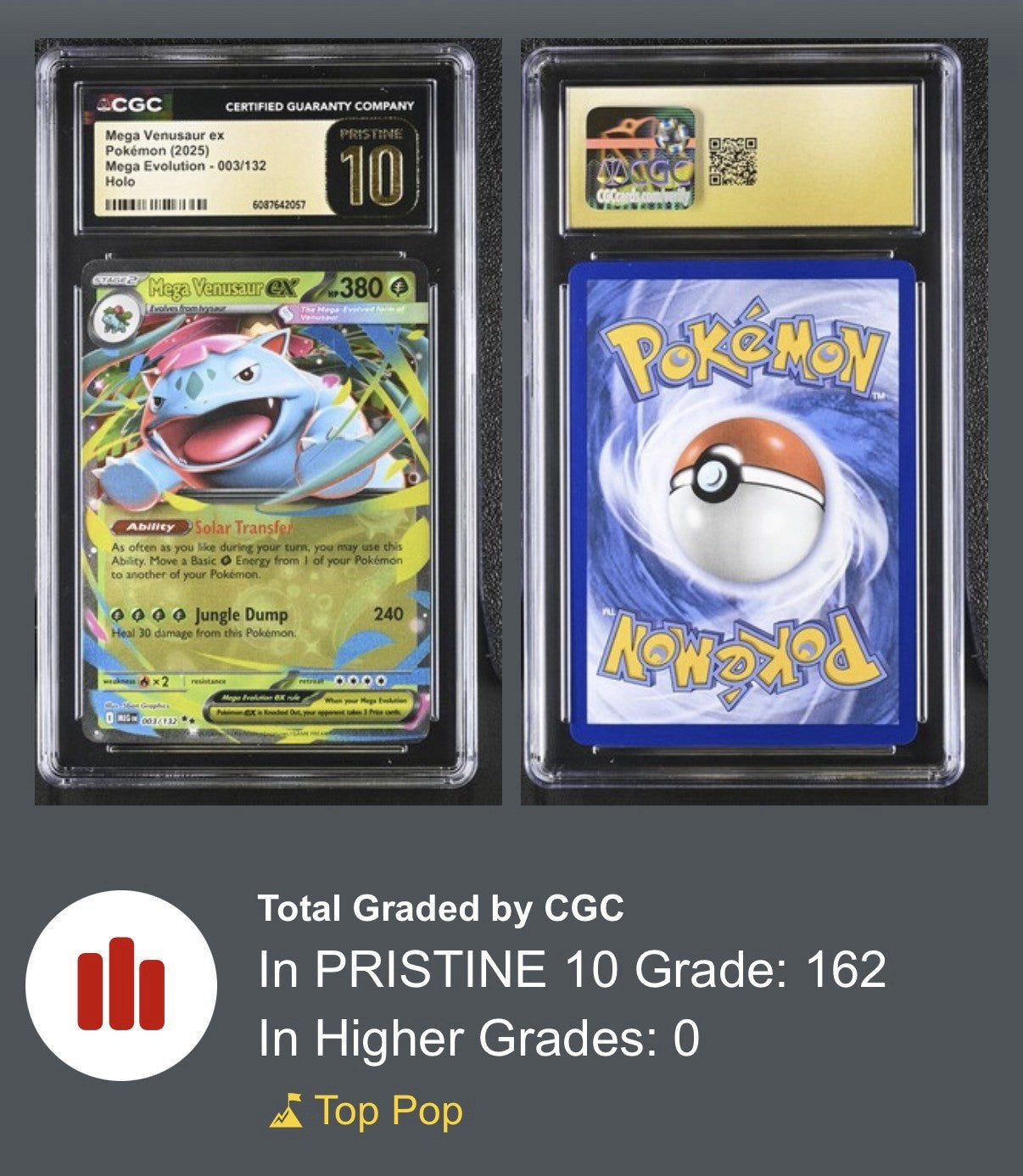 ‼️Mega Venusaur ex #003 Mega Evolution GRADE 10 PRISTINE GOLD LABEL TOP POP💨