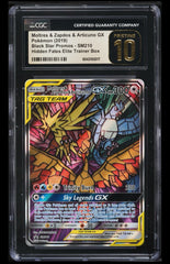 ‼️Moltres & Zapdos & Articuno GX Pokémon (2019) Black Star - GRADE 10 PRISTINE💨