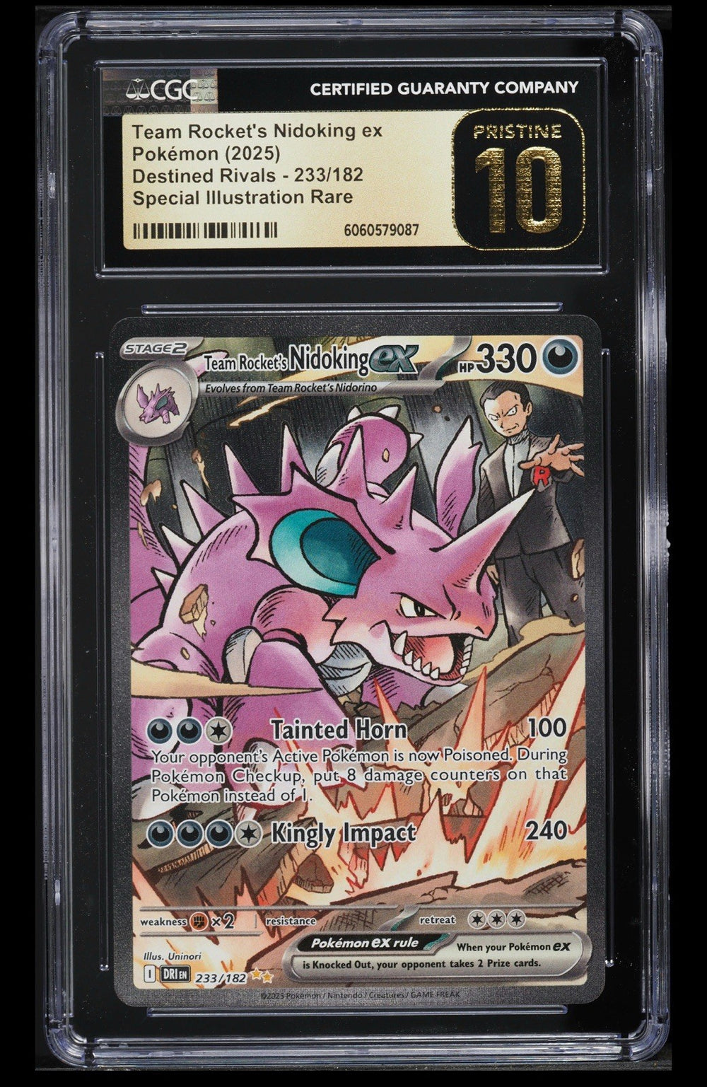 ‼️2025 Pokemon Destined Rivals  Team Rocket's Nidoking ex #233 CGC 10 PRISTINE💨