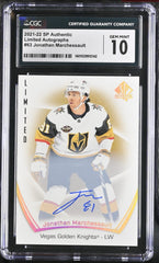 ‼️2021 SP Authentic Limited #63 Jonathan Marchessault GRADE 10~AUTO 10~POP 1!💨