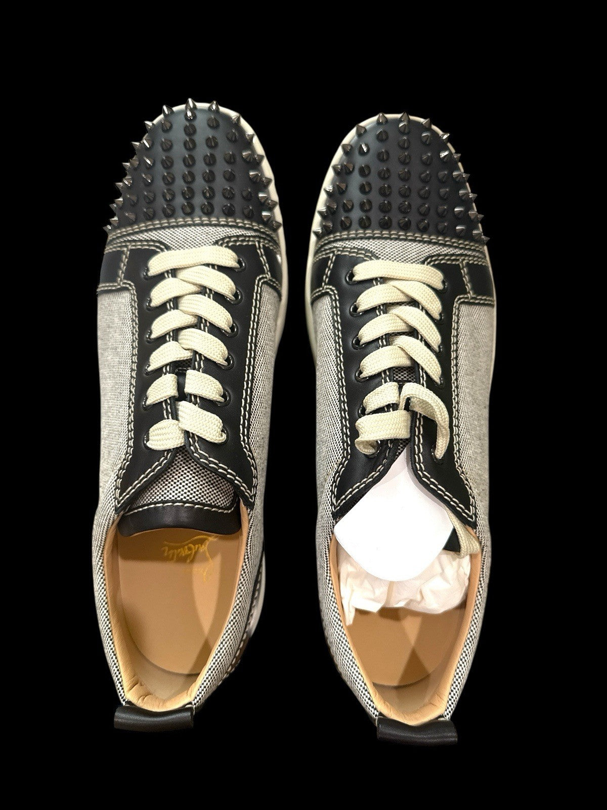 ‼️Christian Louboutin Louis Junior Spikes Orlato BLACK Low Top Sneaker SZ 46.5💨
