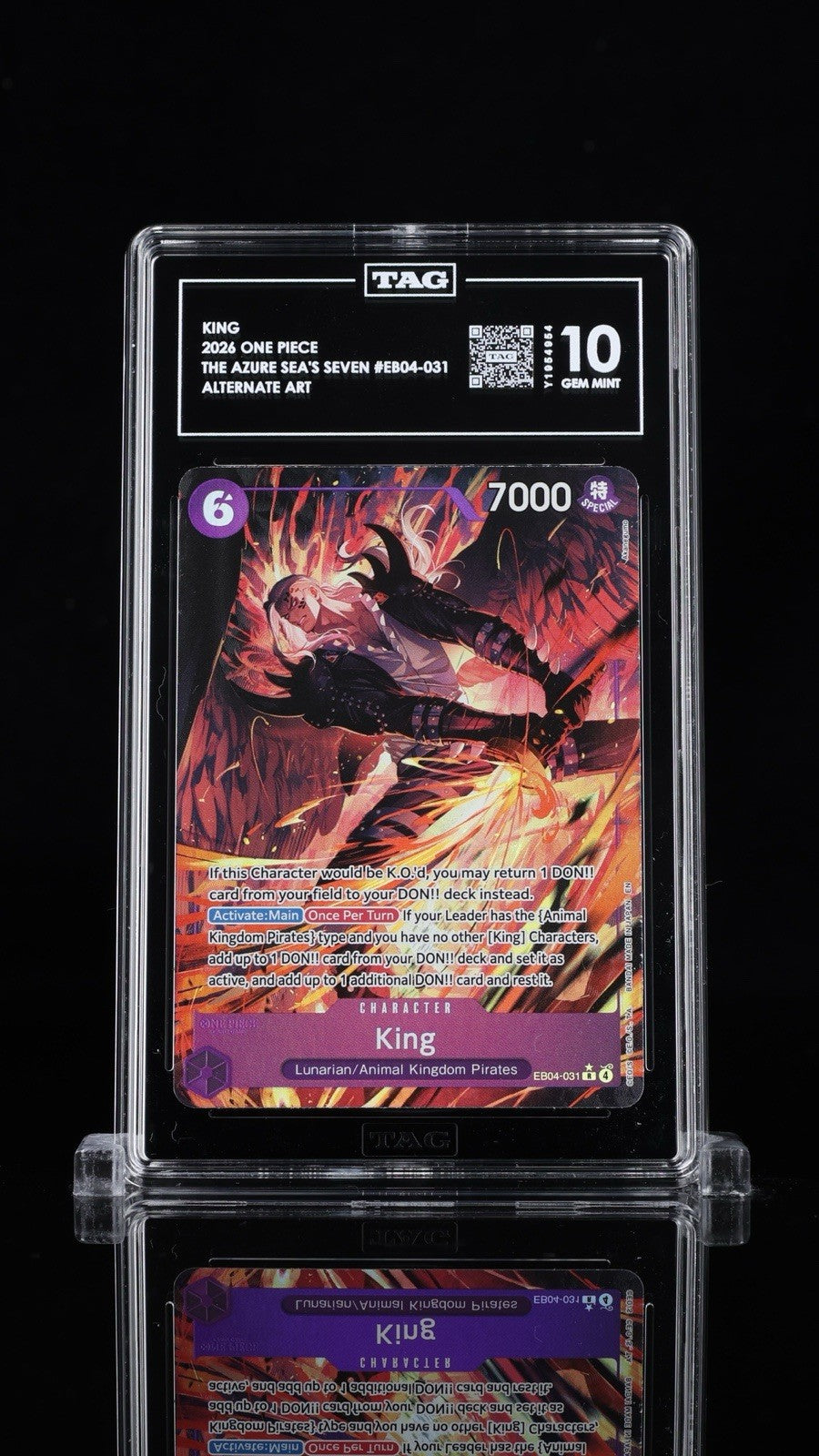 💎 King Alt Art EB04-031 The Azure Sea's Seven Foil TAG GRADE 10! TOP RANKED!💨