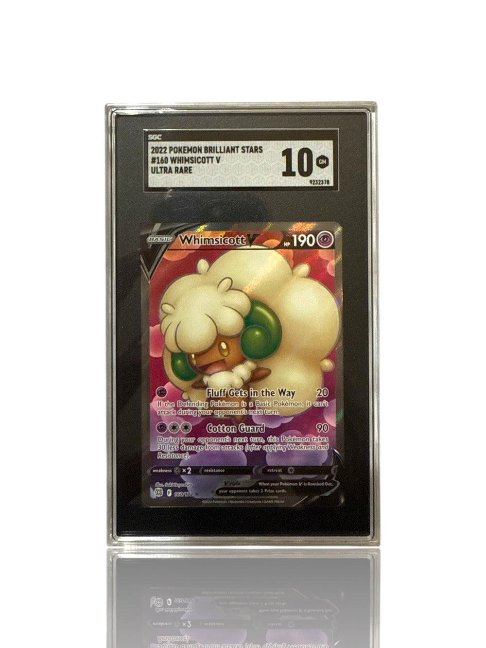 ‼️Pokemon Whimsicott V Full Art 160/172: Brilliant Stars Holo GRADE 10~FAST SHIP