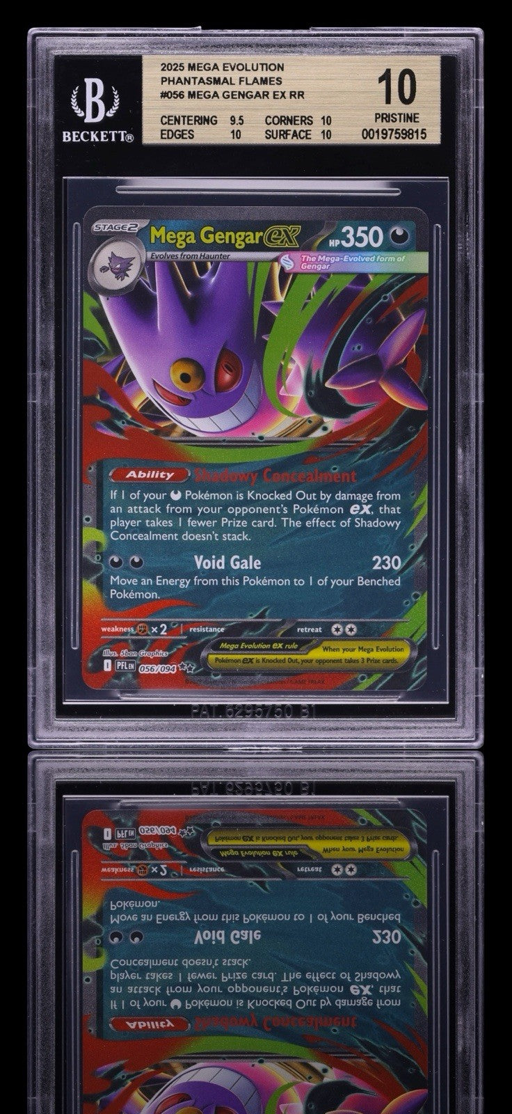 😈 Mega Gengar ex 056 Phantasmal Flames Holo BECKETT PRISTINE 10! SHOOT OFFER💨