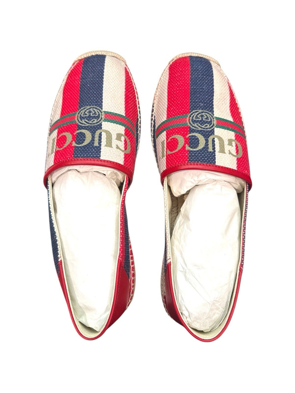 ‼️GUCCI New In Box Sylvie Logo Stripe Canvas Espadrille GUCCI SZ 12~SHOOT OFFER!