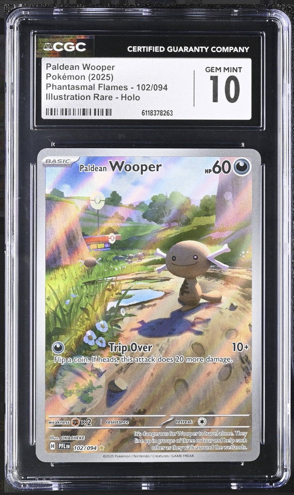 💎 Paldean Wooper 102 Phantasmal Flames Holo GRADE 10! FAST SHIP~SHOOT OFFER!💨