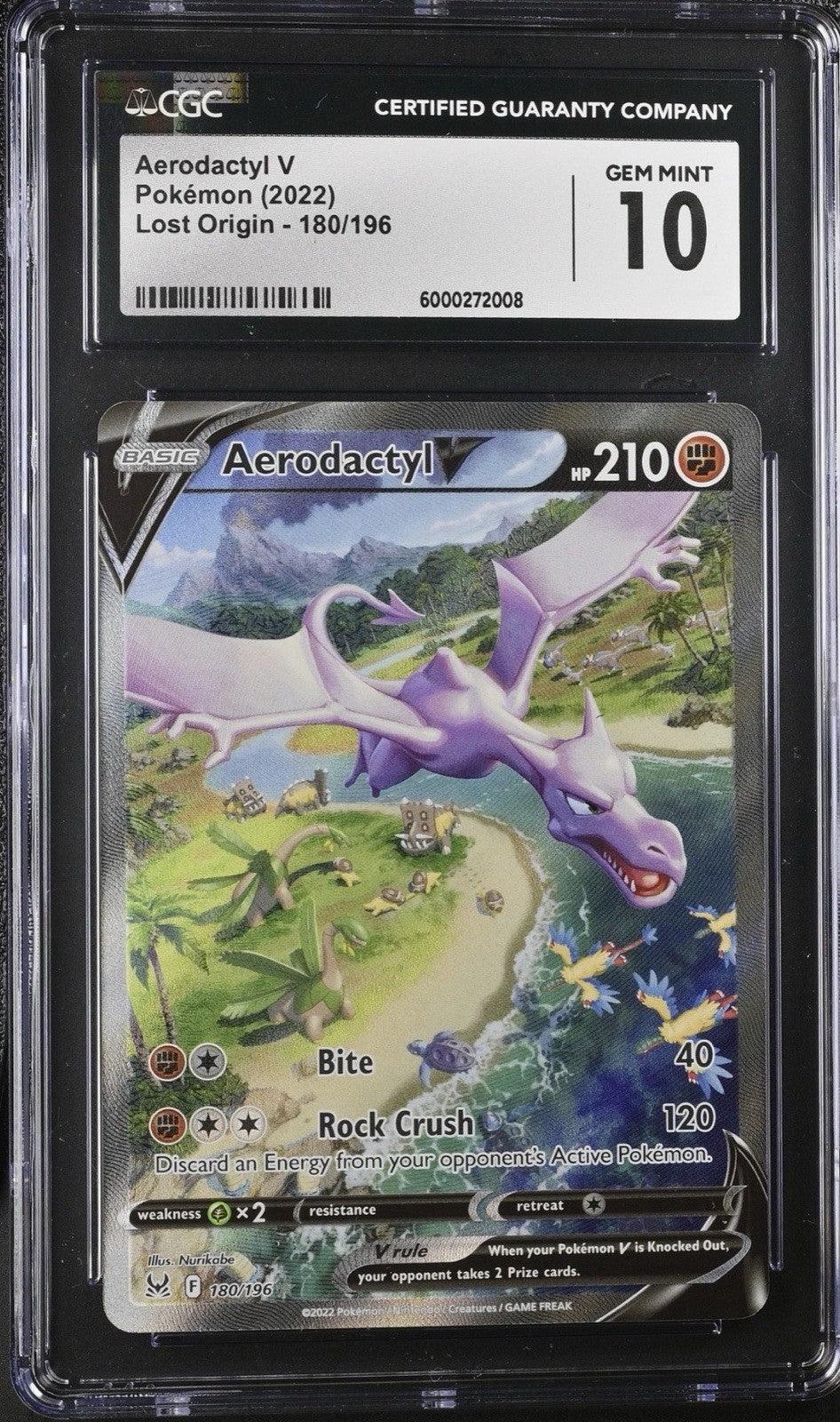 💎Pokemon Aerodactyl V 180/196 Lost Origin GRADE 10! FAST SHIP~ SHOOT OFFER!💨