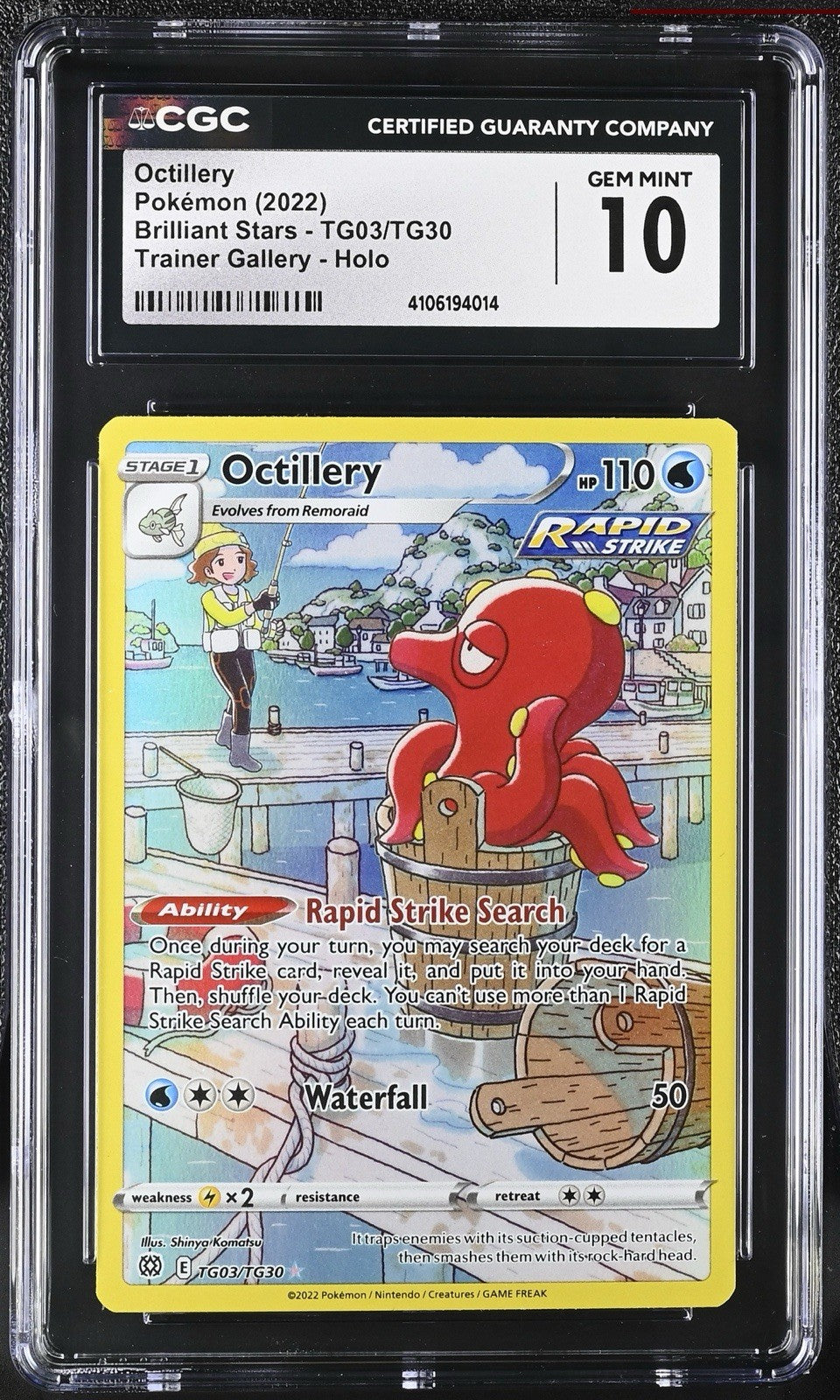 ‼️Octillery TG03/TG30 Swsh09: Brilliant Stars Trainer Gallery Holo GRADE 10!💨