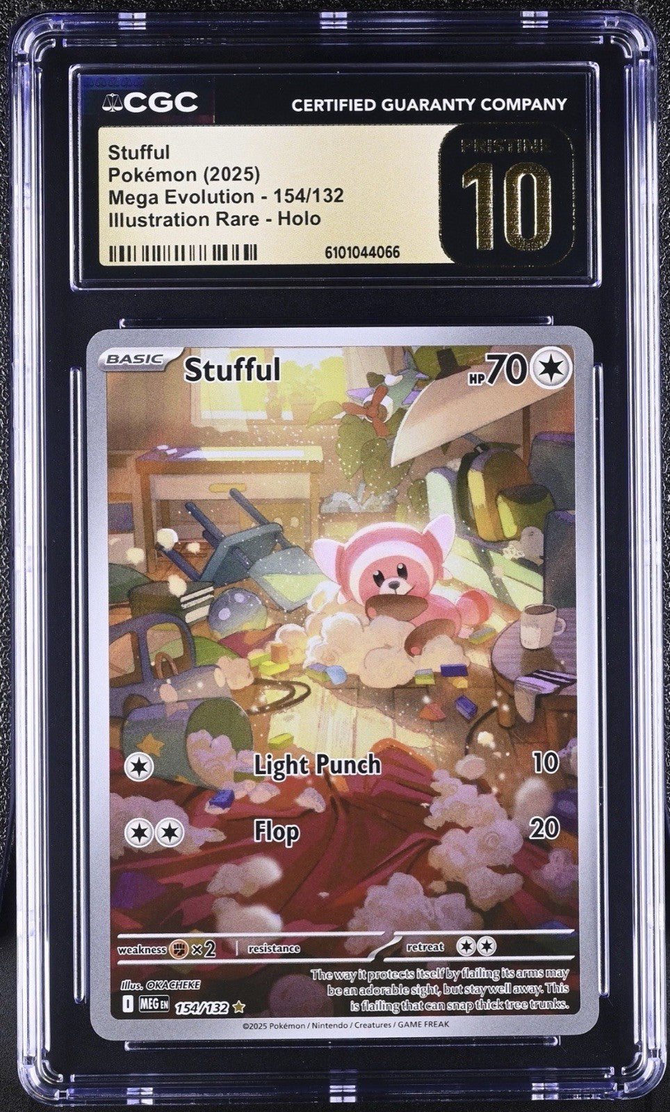 ‼️Stufful 154/132: Mega Evolution Holo GRADE 10 PRISTINE GOLD LABEL TOP POP💨