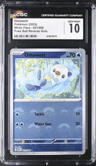 💦 Oshawott PokeBall 021/086 White Flare Holo GRADE 10 LOW TOP POP~SHOOT OFFER💨