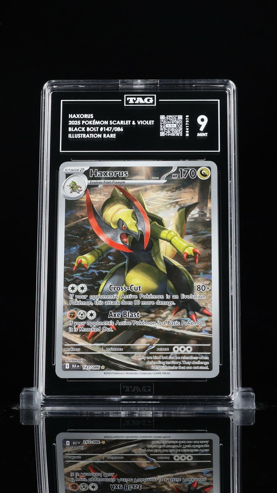 ‼️HAXORUS 2025 POKÉMON SCARLET & VIOLET BLACK BOLT #147/086 TAG GRADE 9!💨
