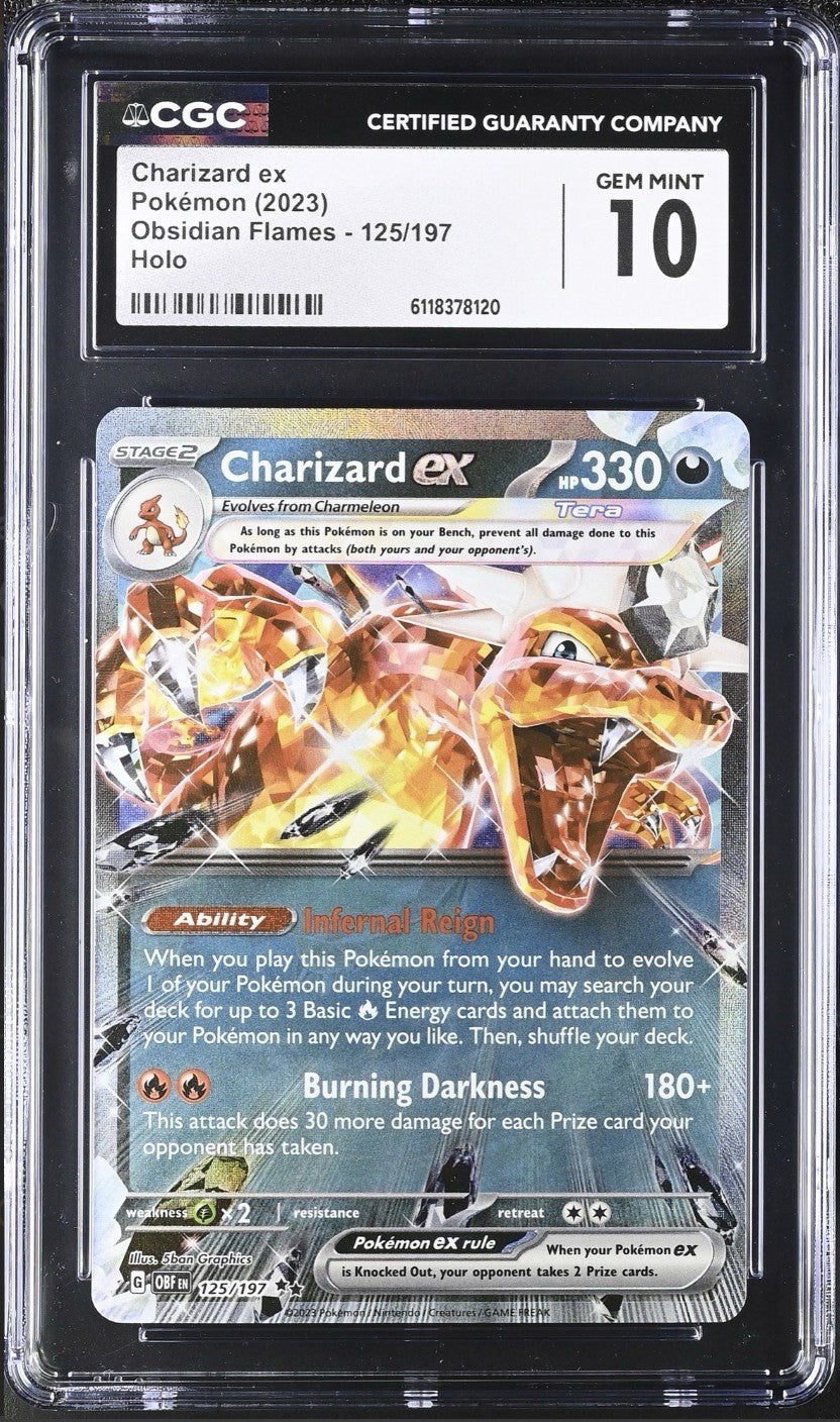 🔥 Charizard ex 125/197 Pokemon Obsidian Flames Holo~ GRADE 10~ Shoot Offer💨