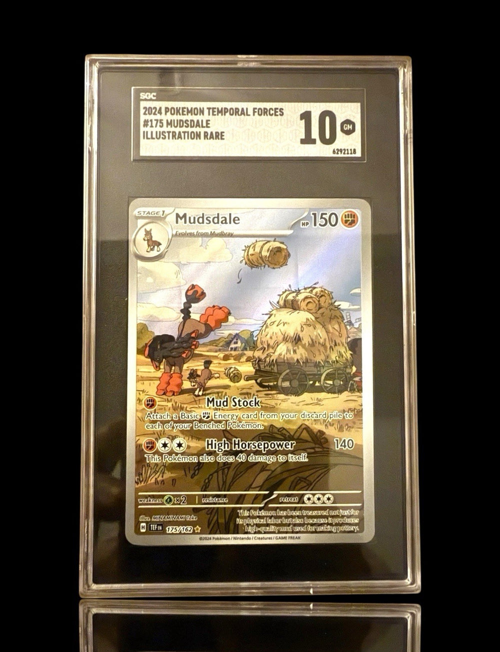 ‼️2024 POKEMON TEMPORAL FORCES #175 MUDSDALE ILLUSTRATION RARE GRADE 10!💨