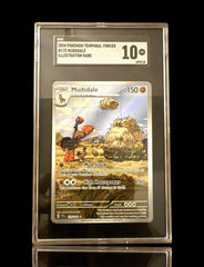 ‼️2024 POKEMON TEMPORAL FORCES #175 MUDSDALE ILLUSTRATION RARE GRADE 10!💨