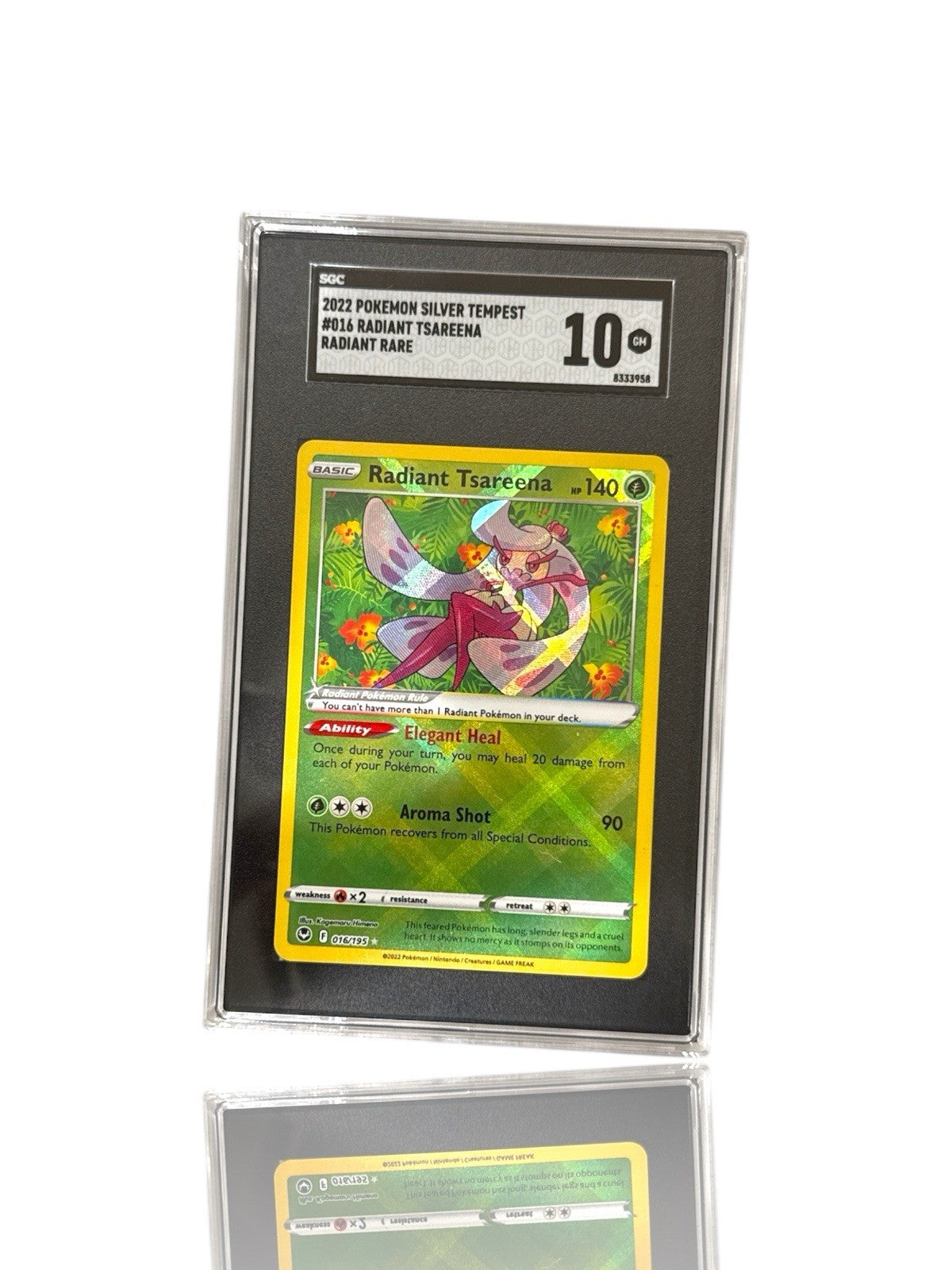 ‼️Pokemon Radiant Tsareena 016/195~Silver Tempest Holo GRADE 10~SHOOT OFFER!💨