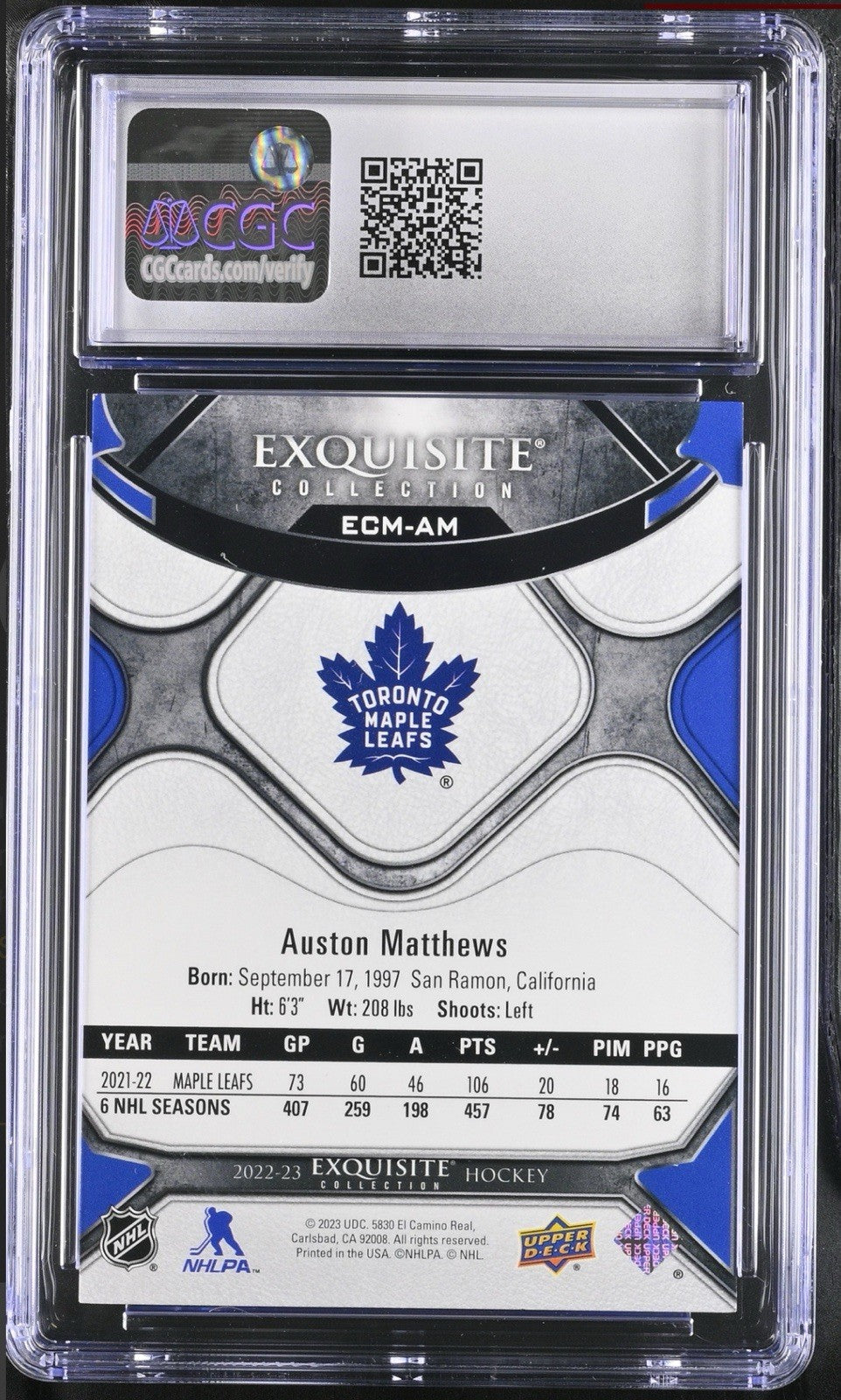 ‼️2022-23 UD Black Diamond Exquisite Collection Moments Auston Matthews POP 1!💨