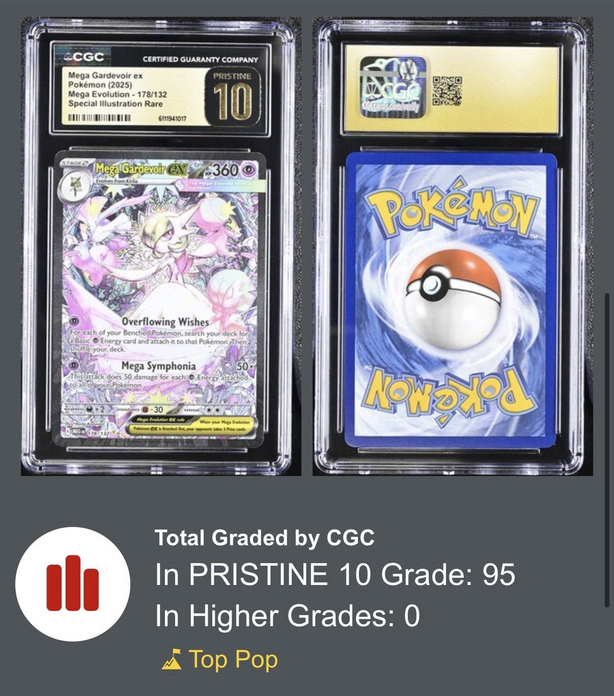 ‼️Pokemon Mega Gardevoir ex #178 Mega Evolution GRADE 10 PRISTINE GOLD LABEL #1!
