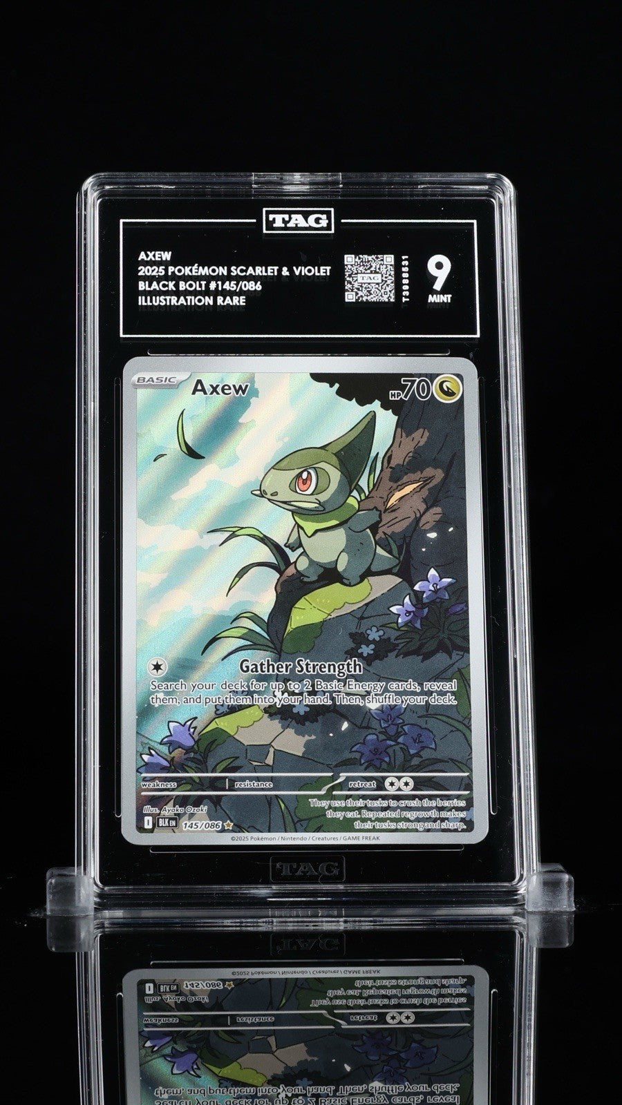 ‼️AXEW 2025 POKÉMON SCARLET & VIOLET BLACK BOLT #145/086 TAG GRADE 9!💨