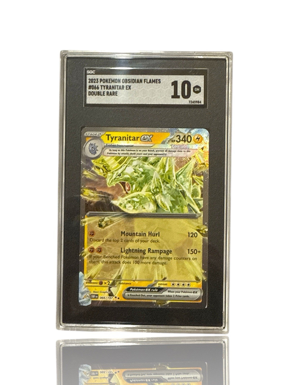 ‼️Pokemon Tyranitar ex 066/197: Obsidian Flames Holo GRADE 10! SHOOT OFFER!💨