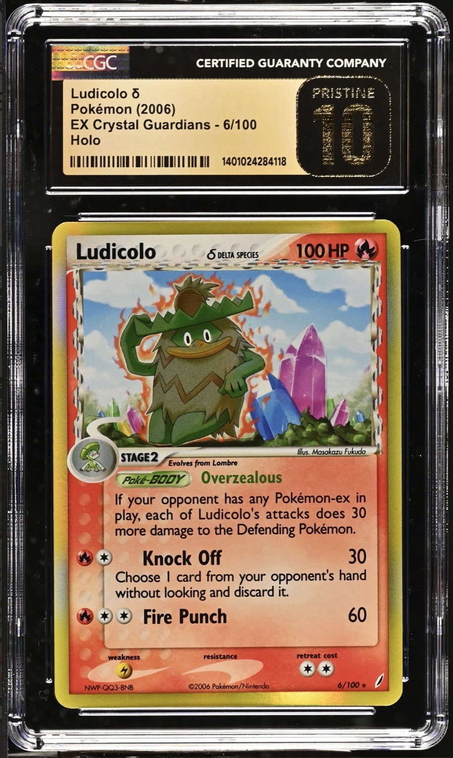 💎Ludicolo Delta Species #6 Crystal Guardians GRADE 10 PRISTINE GOLD LABEL POP 2