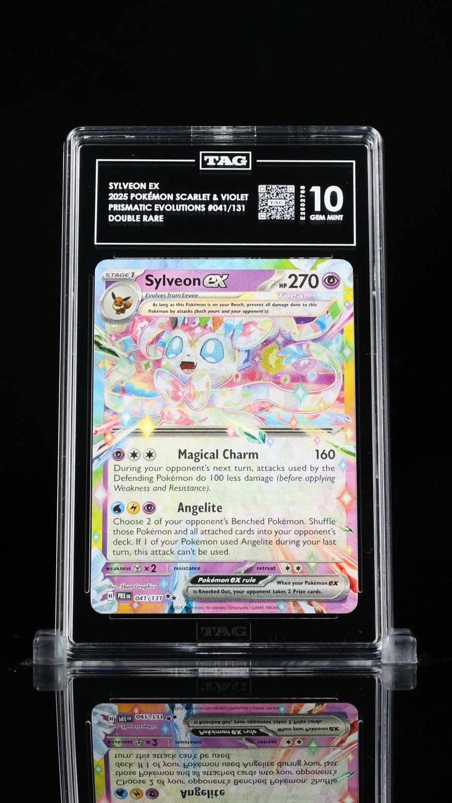 ‼️SYLVEON EX 2025 POKÉMON SCARLET PRISMATIC EVOLUTIONS #041 DOUBLE RARE TAG 10💨