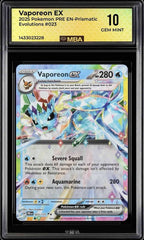 💎Pokemon Vaporeon ex 023/131 Prismatic Evolutions MBA GRADE 10! SHOOT OFFER💨