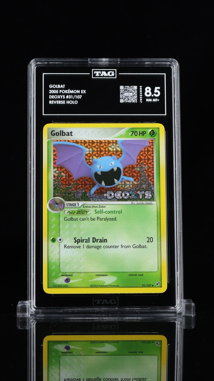 💥Golbat 31/107 Deoxys Reverse Holo~TAG GRADE 8.5! SAME DAY SHIP~SHOOT OFFER💨