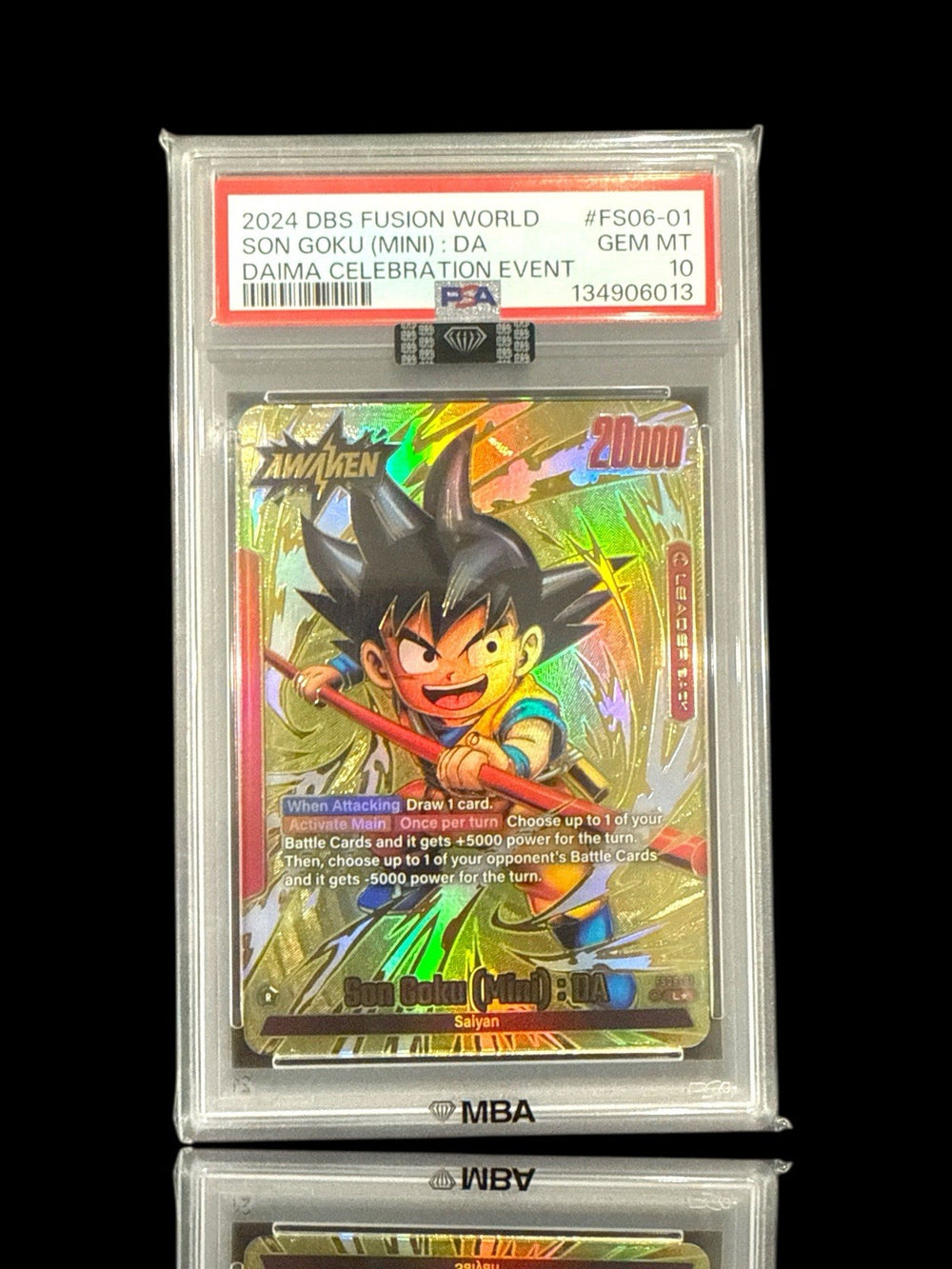 ‼️2024 DBS FUSION WORLD SON GOKU MINI DAIMA EVENT PSA 10 BLACK DIAMOND MBA💎