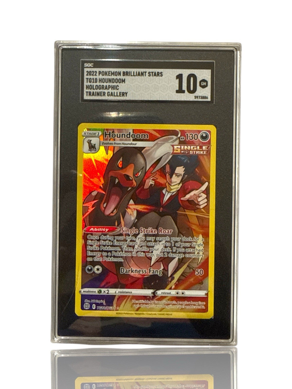 ‼️Pokemon Houndoom TG10/TG30: Brilliant Stars Trainer Gallery Holo GRADE 10!💨