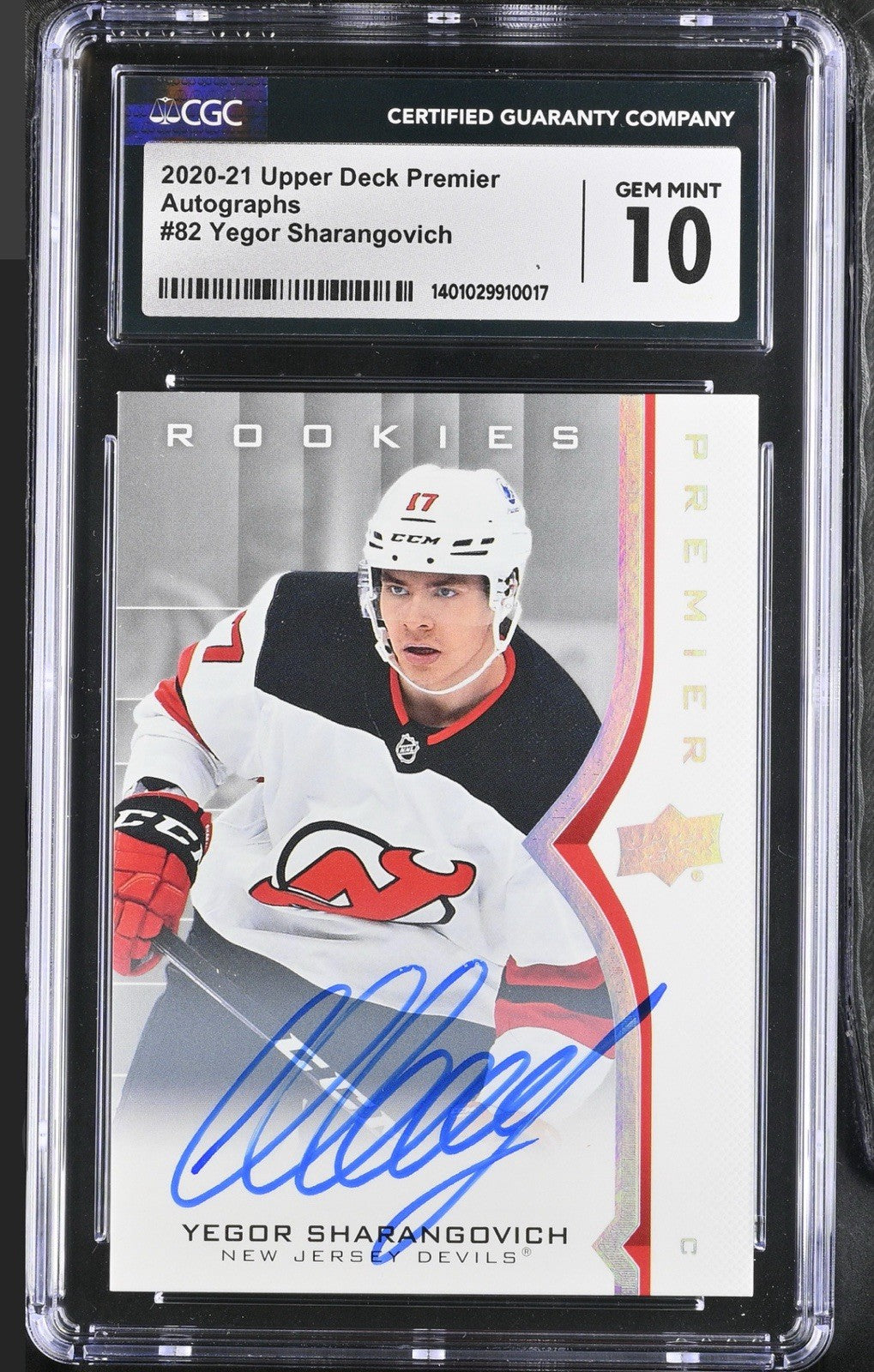 ‼️2020-21 UD Premier Rookies Yegor Sharangovich #82 Silver GRADE 10~POP 1!💨