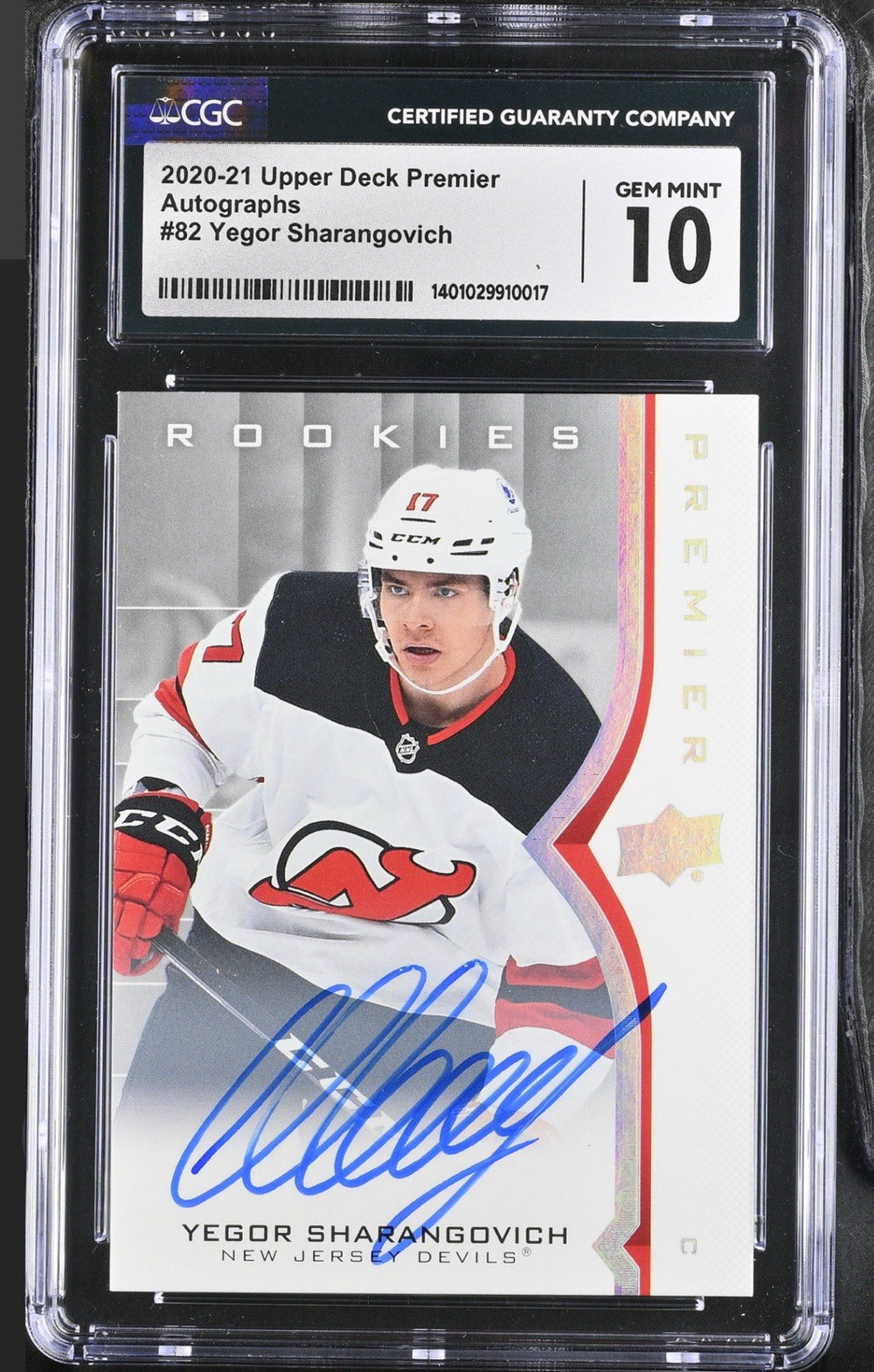 ‼️2020-21 UD Premier Rookies Yegor Sharangovich #82 Silver GRADE 10~POP 1!💨