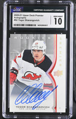 ‼️2020-21 UD Premier Rookies Yegor Sharangovich #82 Silver GRADE 10~POP 1!💨