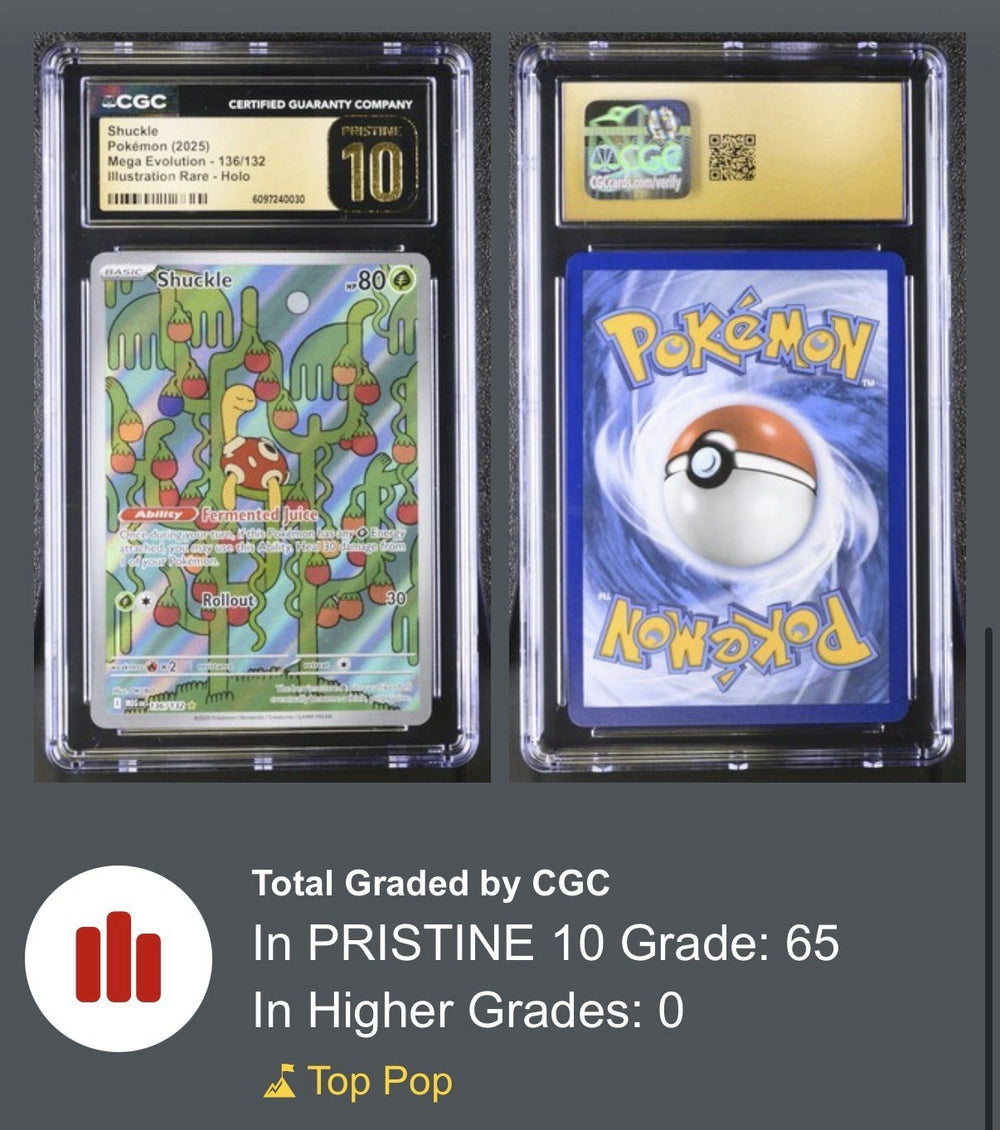 ‼️Shuckle 136/132: Mega Evolution Holo GRADE 10 PRISTINE GOLD LABEL TOP POP!💨