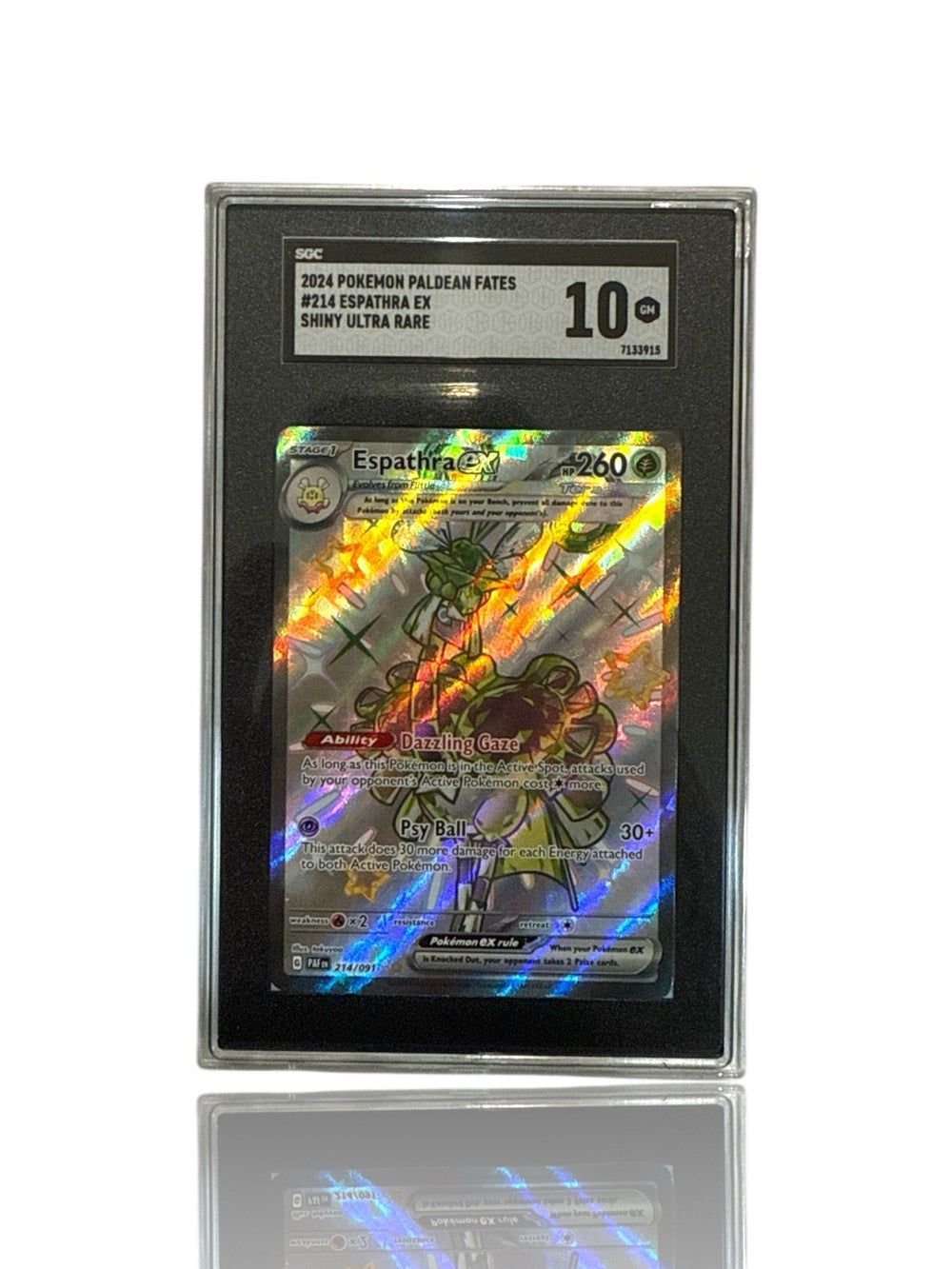 ‼️Pokemon Espathra ex 214/091: Paldean Fates Holo GRADE 10! SAME DAY SHIP!💨
