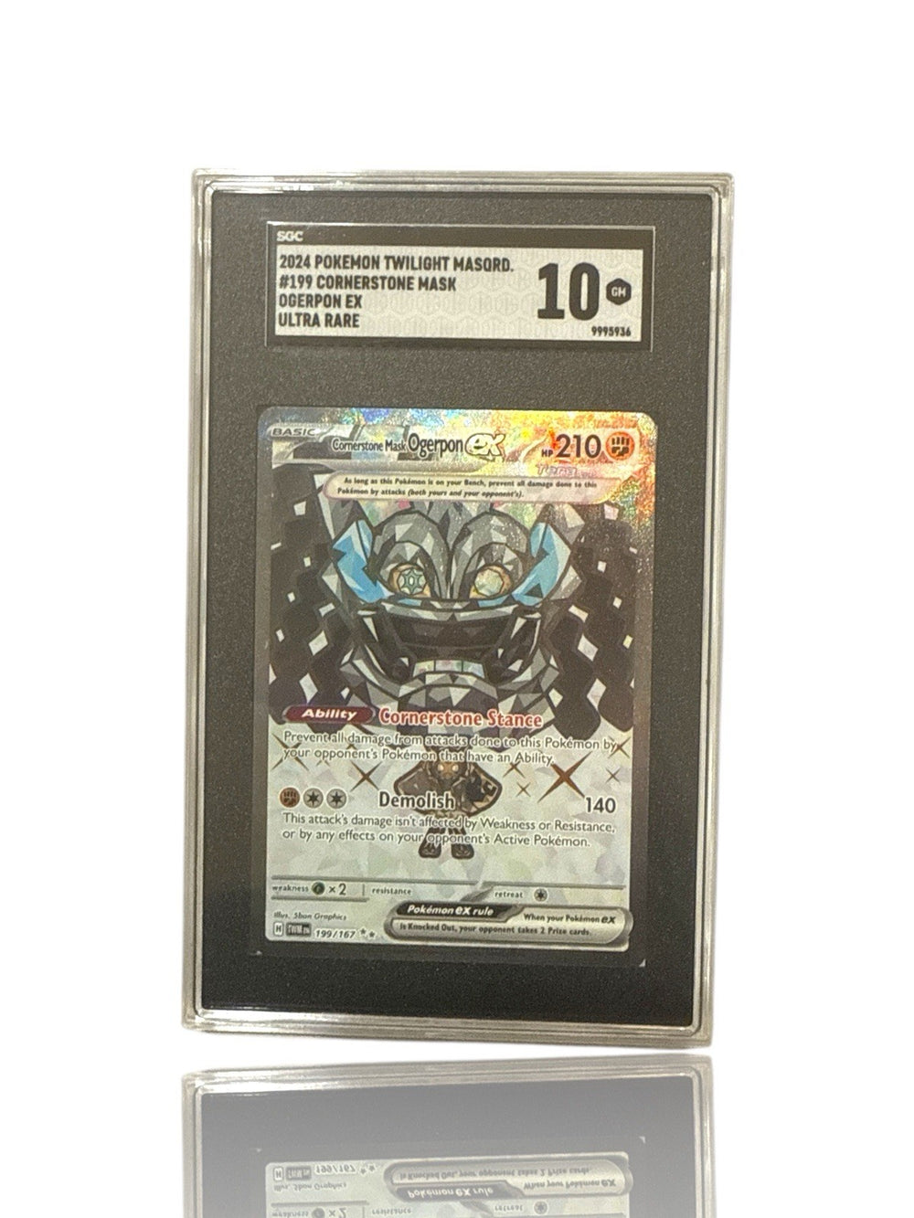 ‼️Pokemon Cornerstone Mask Ogerpon ex 199/167: Twilight Masquerade Holo GRADE 10