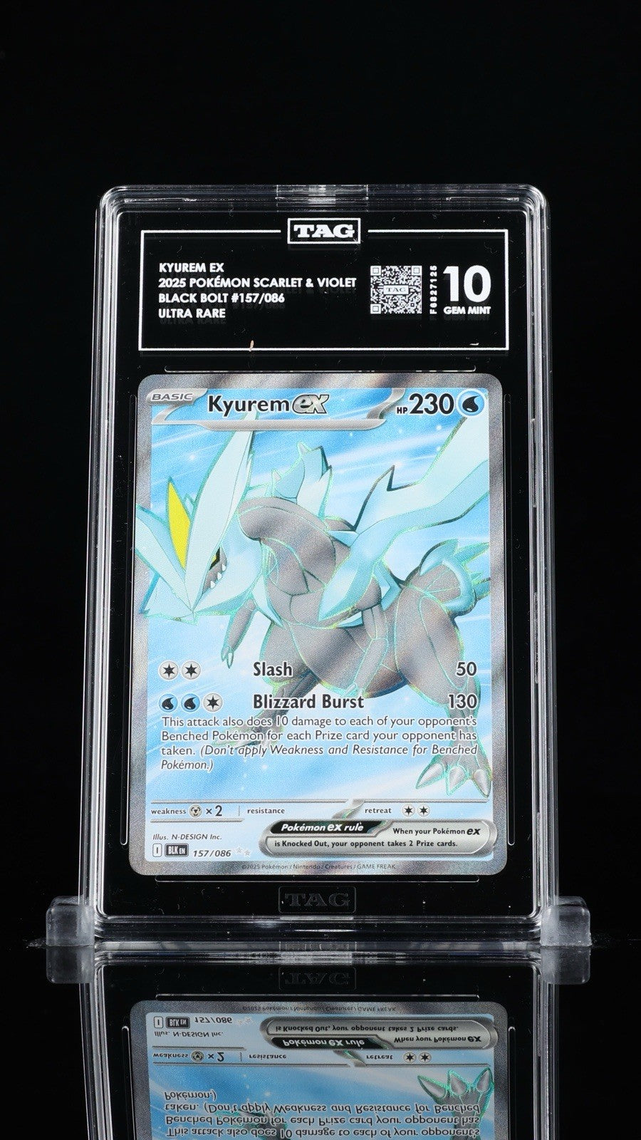 ‼️KYUREM EX 2025 POKÉMON SCARLET & VIOLET BLACK BOLT #157/086 TAG 10!💨