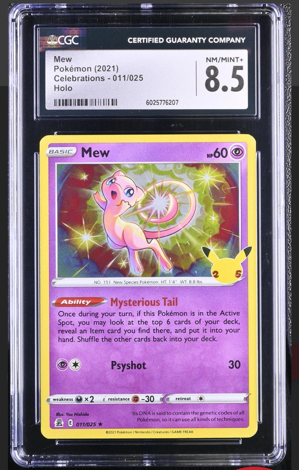 ‼️Mew 011/025 Celebrations Holo GRADE 8.5! SHIPS FAST SAME DAY! SHOOT OFFER💨