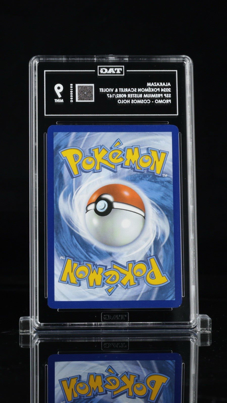 💜ALAKAZAM 2024 POKÉMON SCARLET & VIOLET PREMIUM COSMOS HOLO TAG GRADE 9 #082💨