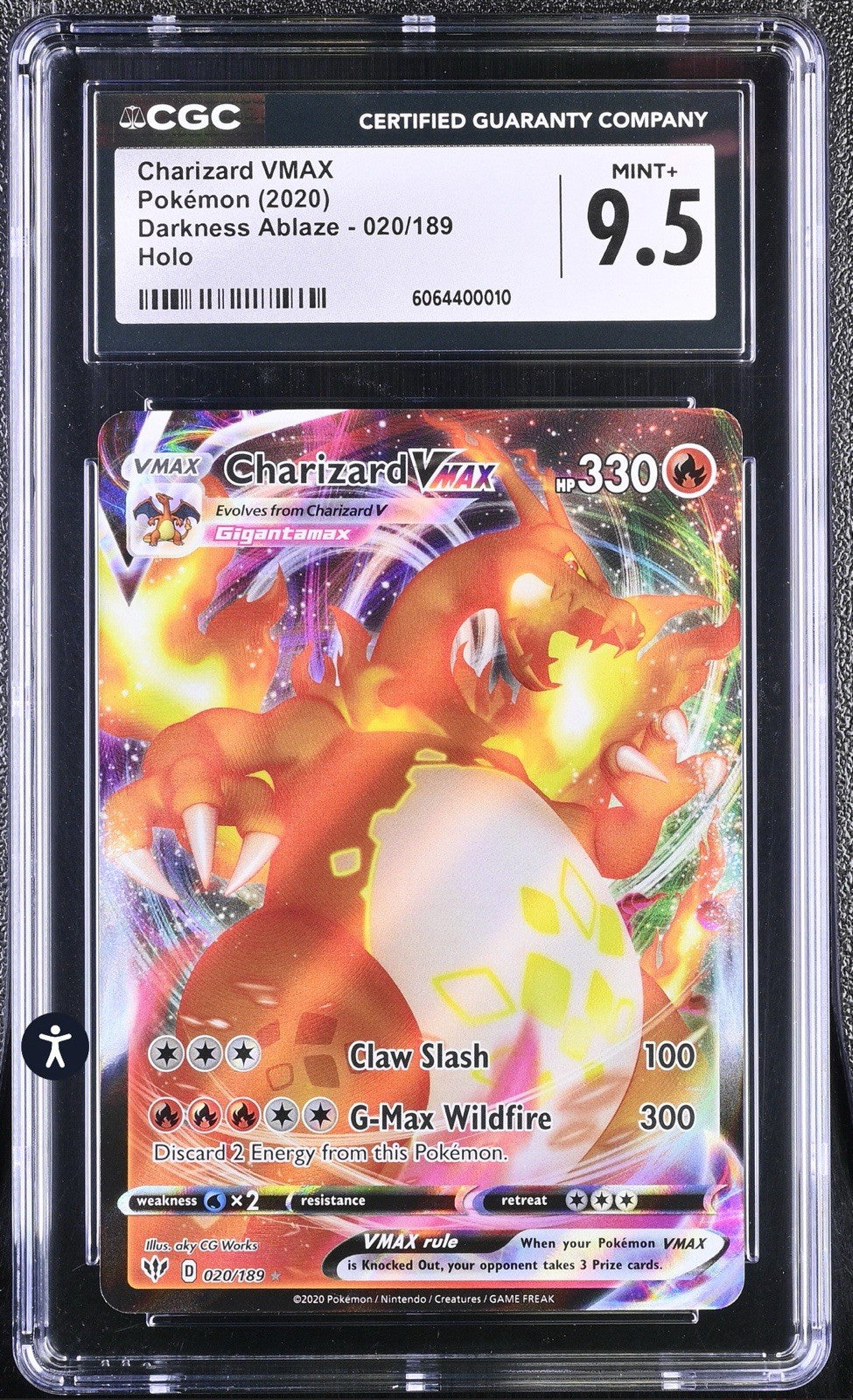 ‼️Charizard VMAX 020/189 Swsh03: Darkness Ablaze Holo GRADE 9.5! SHIPS FAST💨