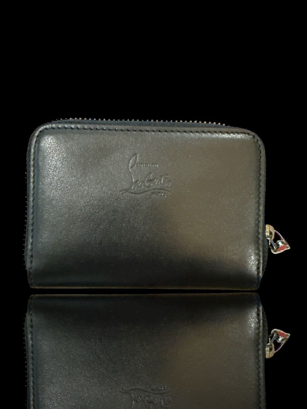 💎 NEW CHRISTIAN LOUBOUTIN~PANETTONE COIN PURSE CALF LEATHER SPIKES~FAST SHIP!💨