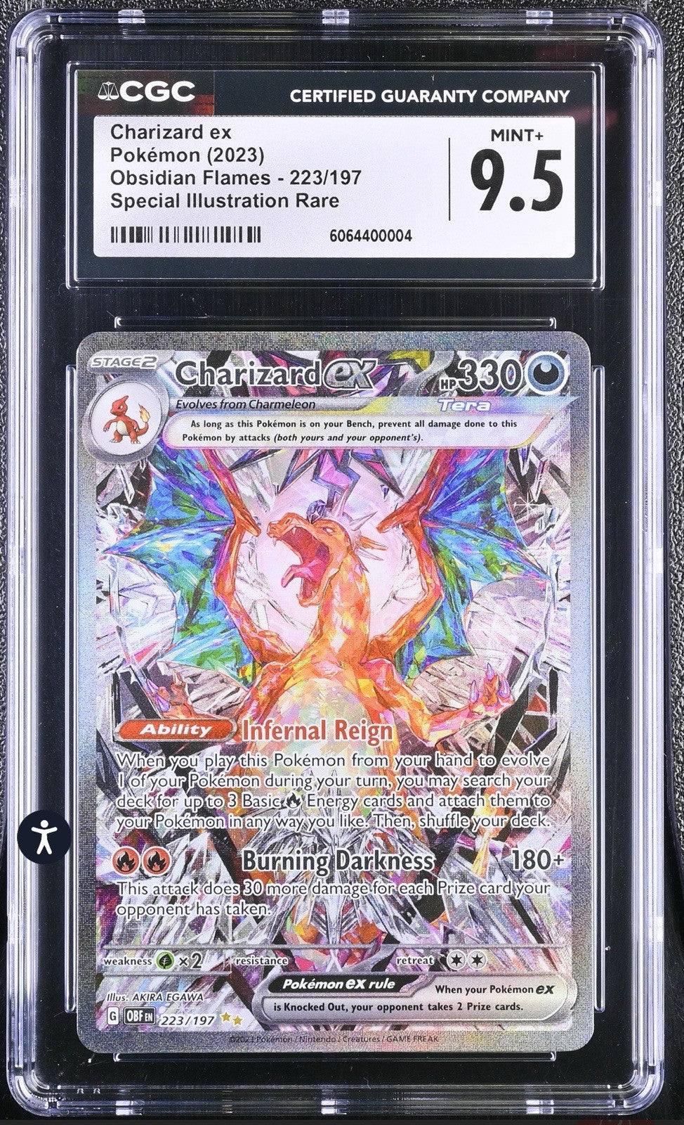 ‼️Charizard ex 223/197 SV03: Obsidian Flames Holo GRADE 9.5! SHIPS SAME DAY!💨