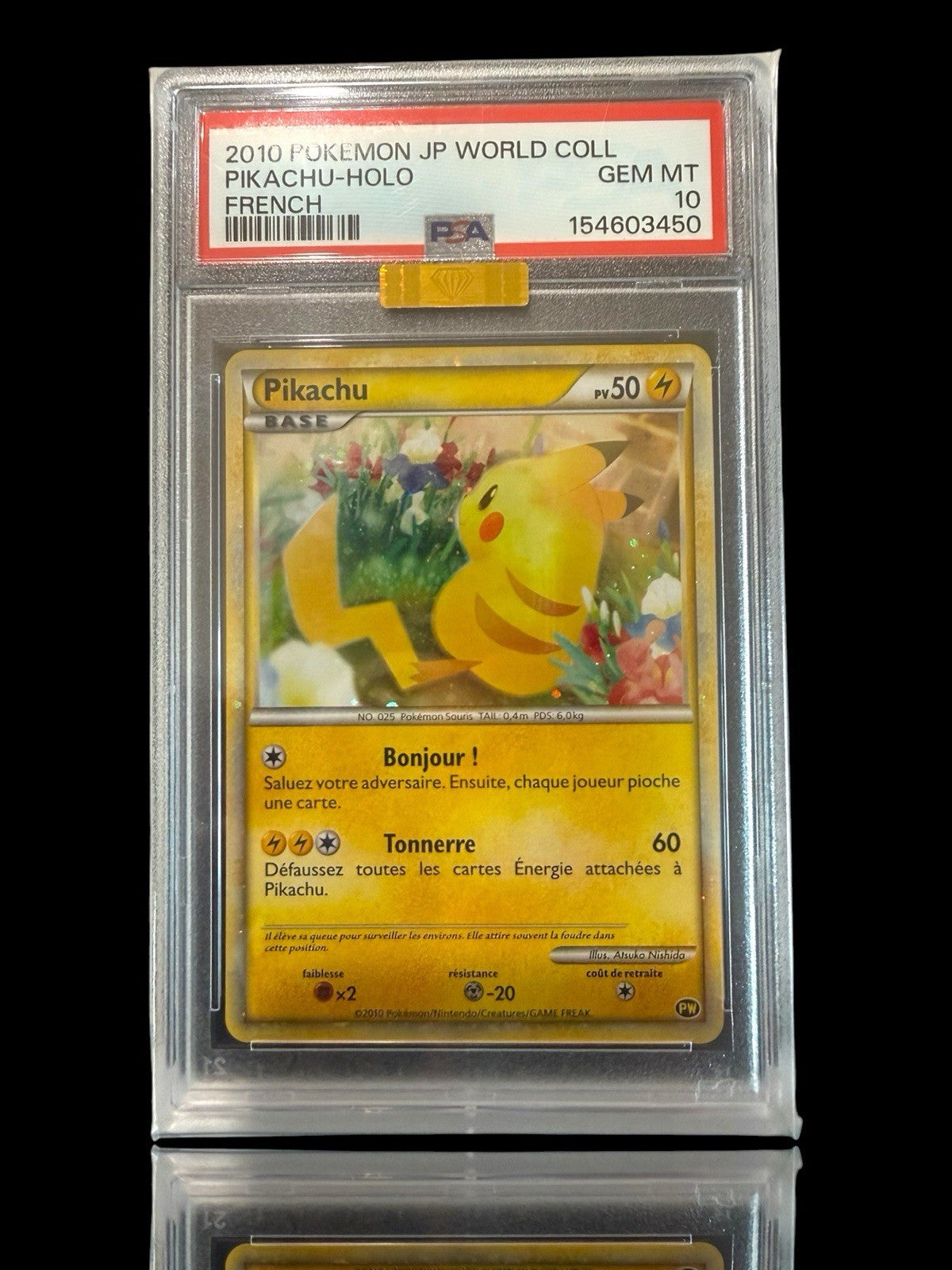 💎 Pikachu French World Collection Holo PSA 10 MBA PRISTINE GOLD DIAMOND!💨