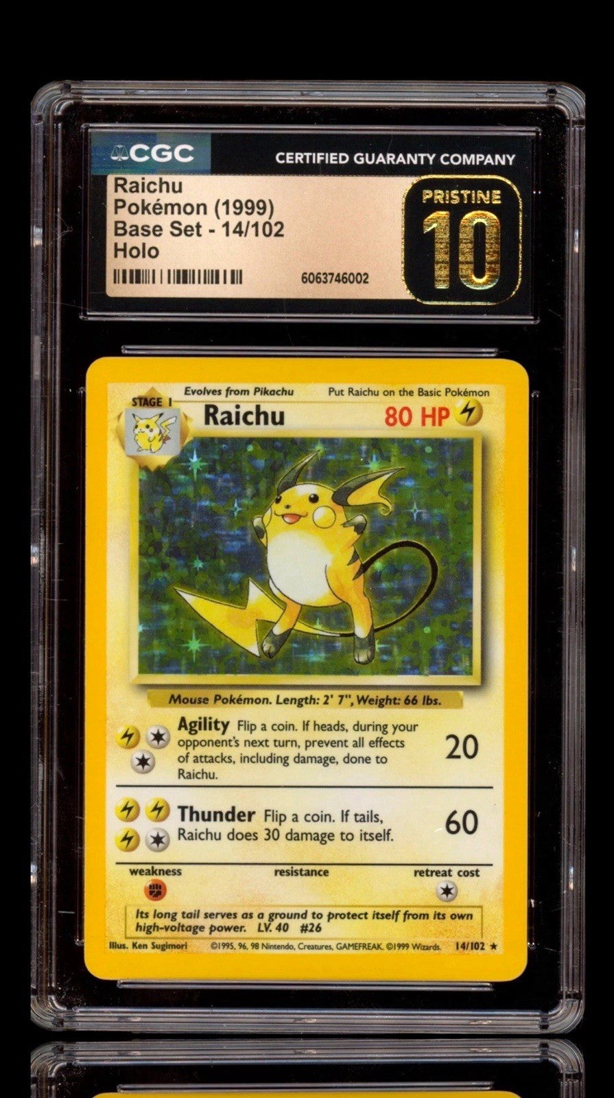 ⚡️Pokemon Raichu 014/102 Base Set Holo GRADE 10 PRISTINE GOLD LABEL TOP POP💎