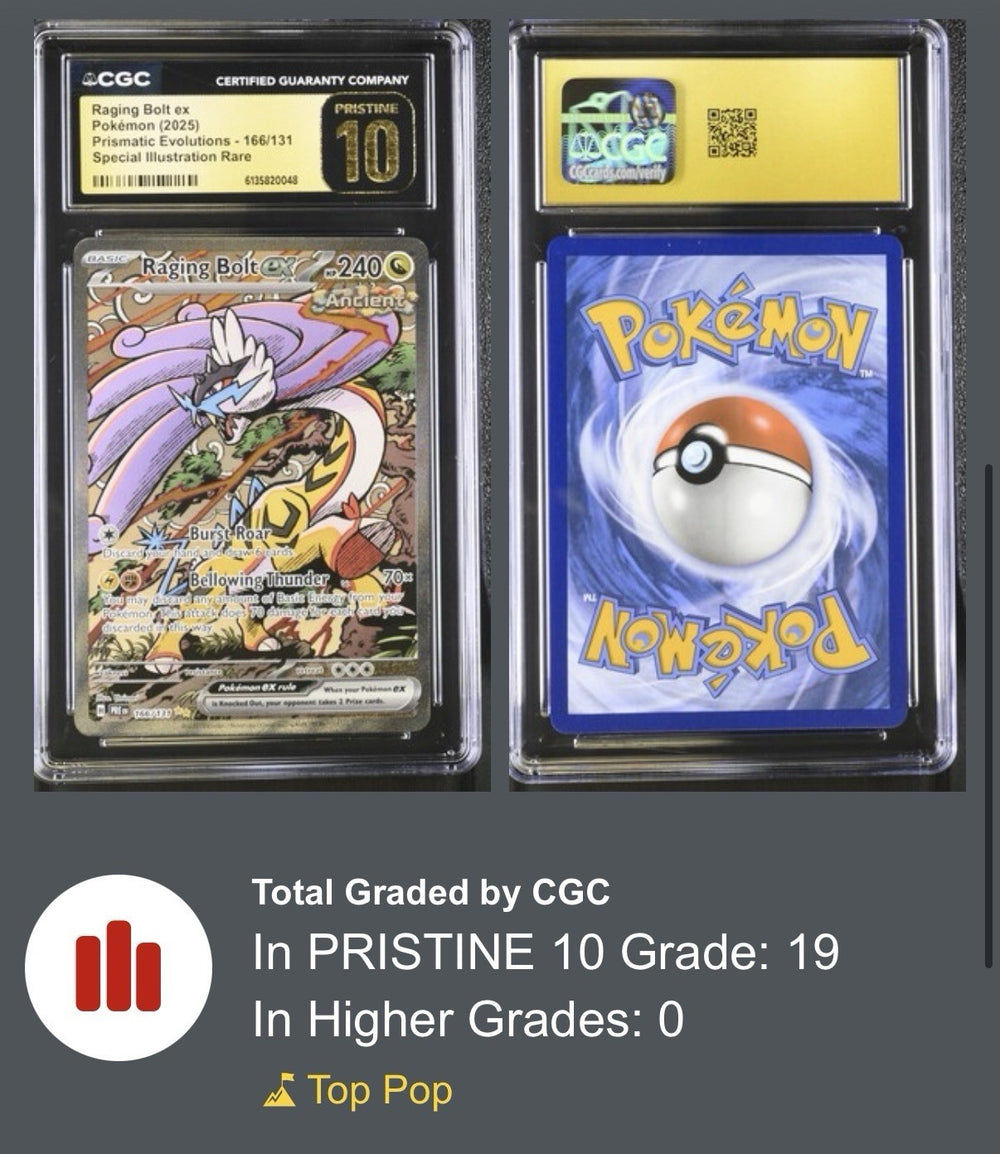 ⚡️ Raging Bolt ex #166 Prismatic GRADE 10 PRISTINE GOLD LABEL LOW TOP POP!💨