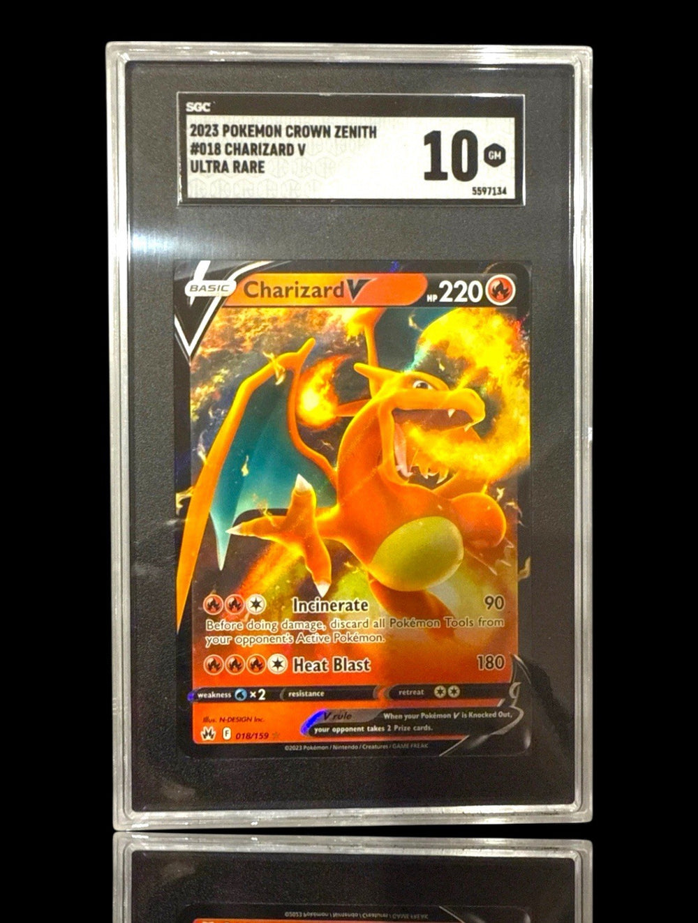 ‼️Pokemon Charizard V 018/159 Crown Zenith Holo GRADE 10! SHIPS SAME DAY!💨
