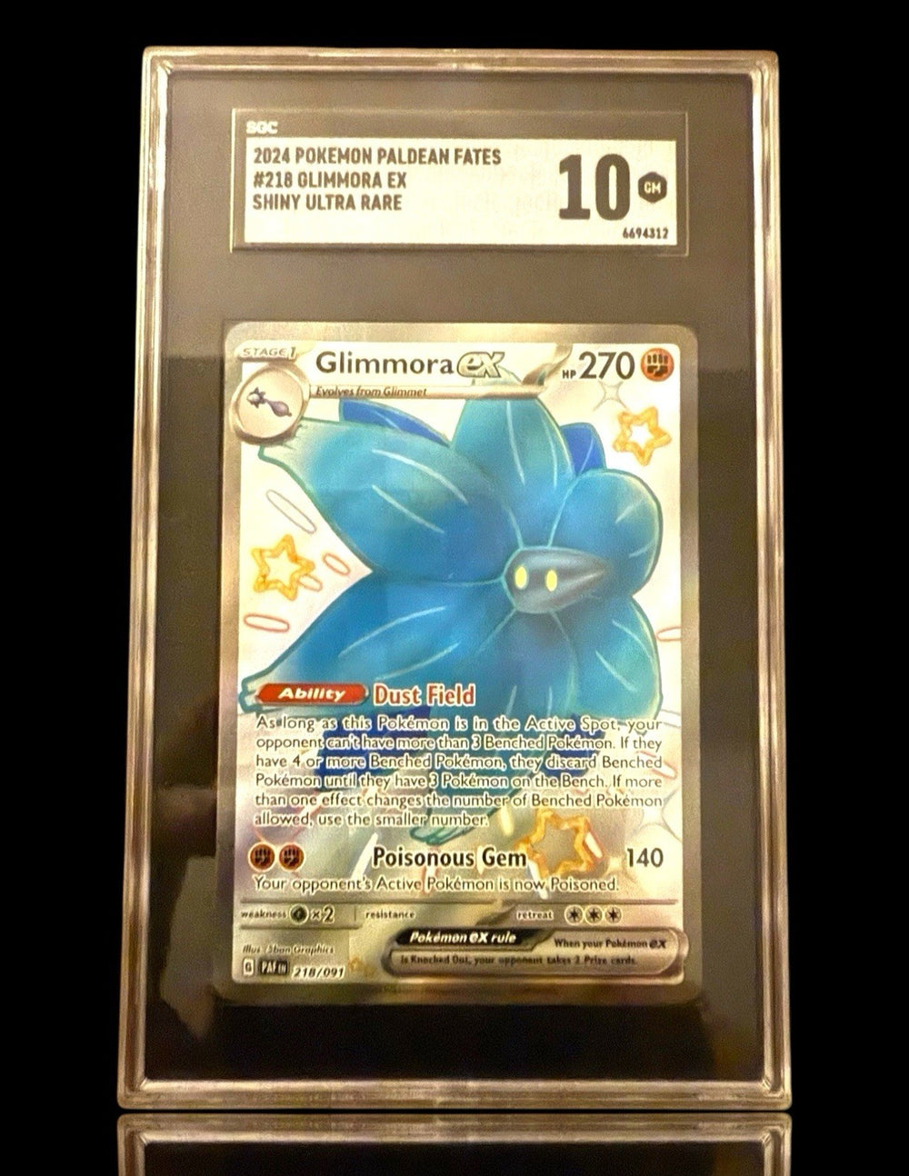 ‼️Glimmora ex 218/091 SV: Paldean Fates Holo GRADE 10! SHIPS SAME DAY!💨