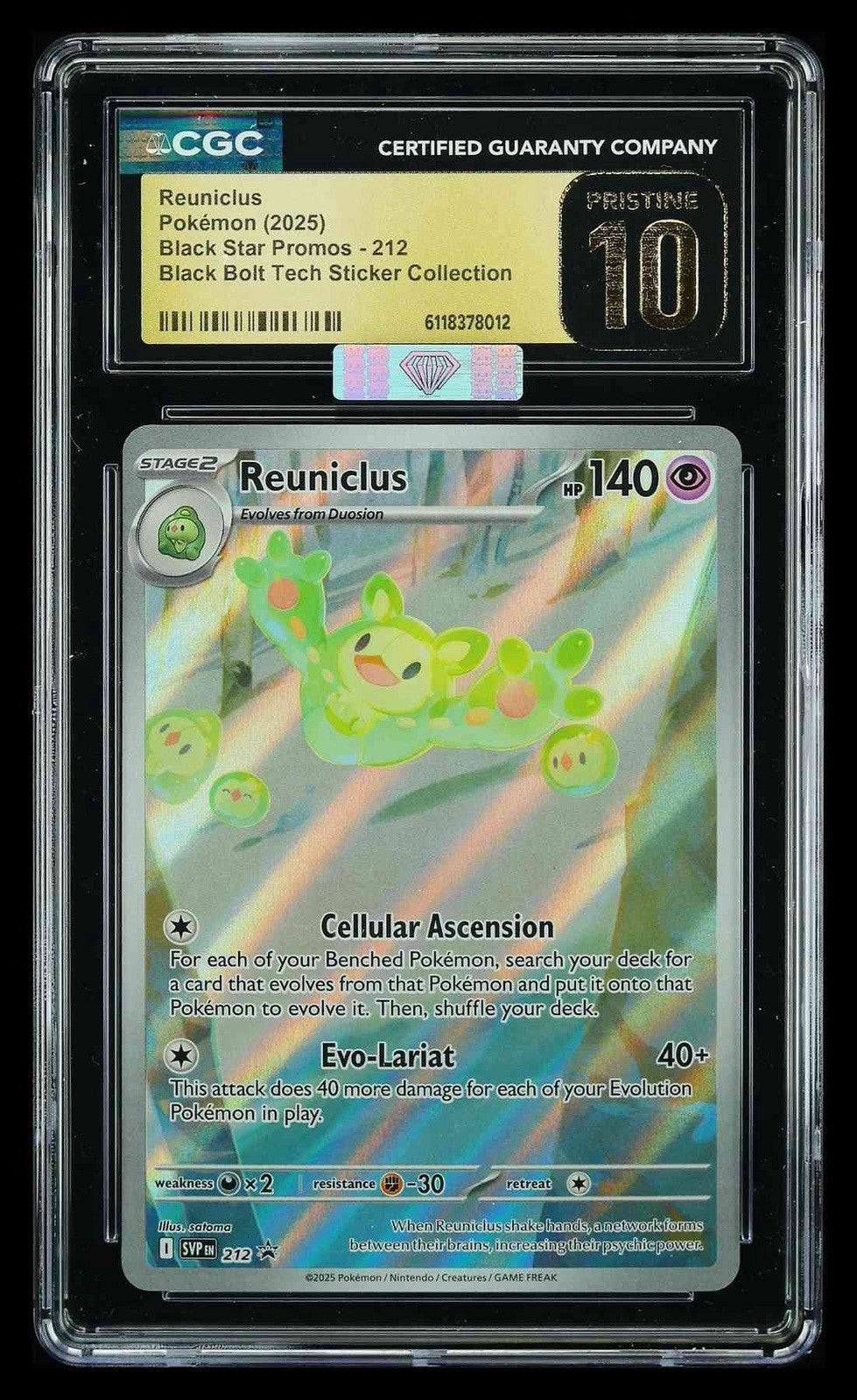 ⚠️ Reuniclus #212 Pokemon Black Star Promo~PRISTINE 10~SILVER DIAMOND MBA💎